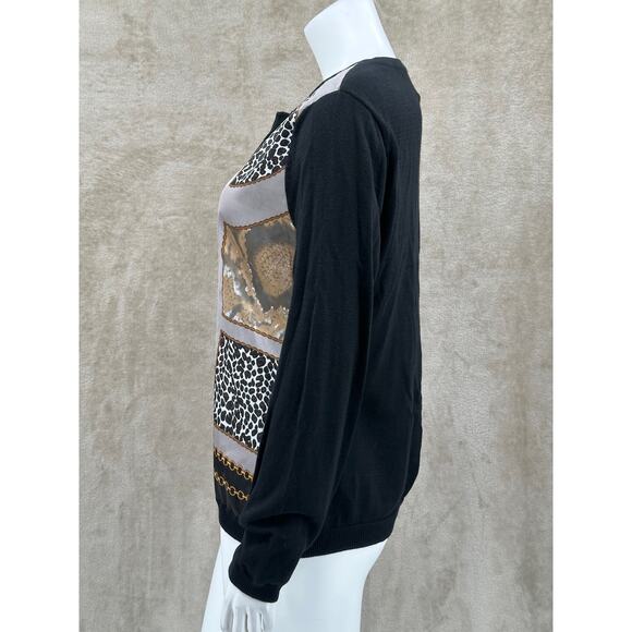 Chi by Falchi Sweater Womens Medium Silk Cashmere Knit Cardigan Quiet Luxury - Picture 4 of 12